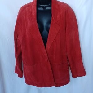 Toffs Vintage Red Genuine Suede Blazer Jacket Size Medium